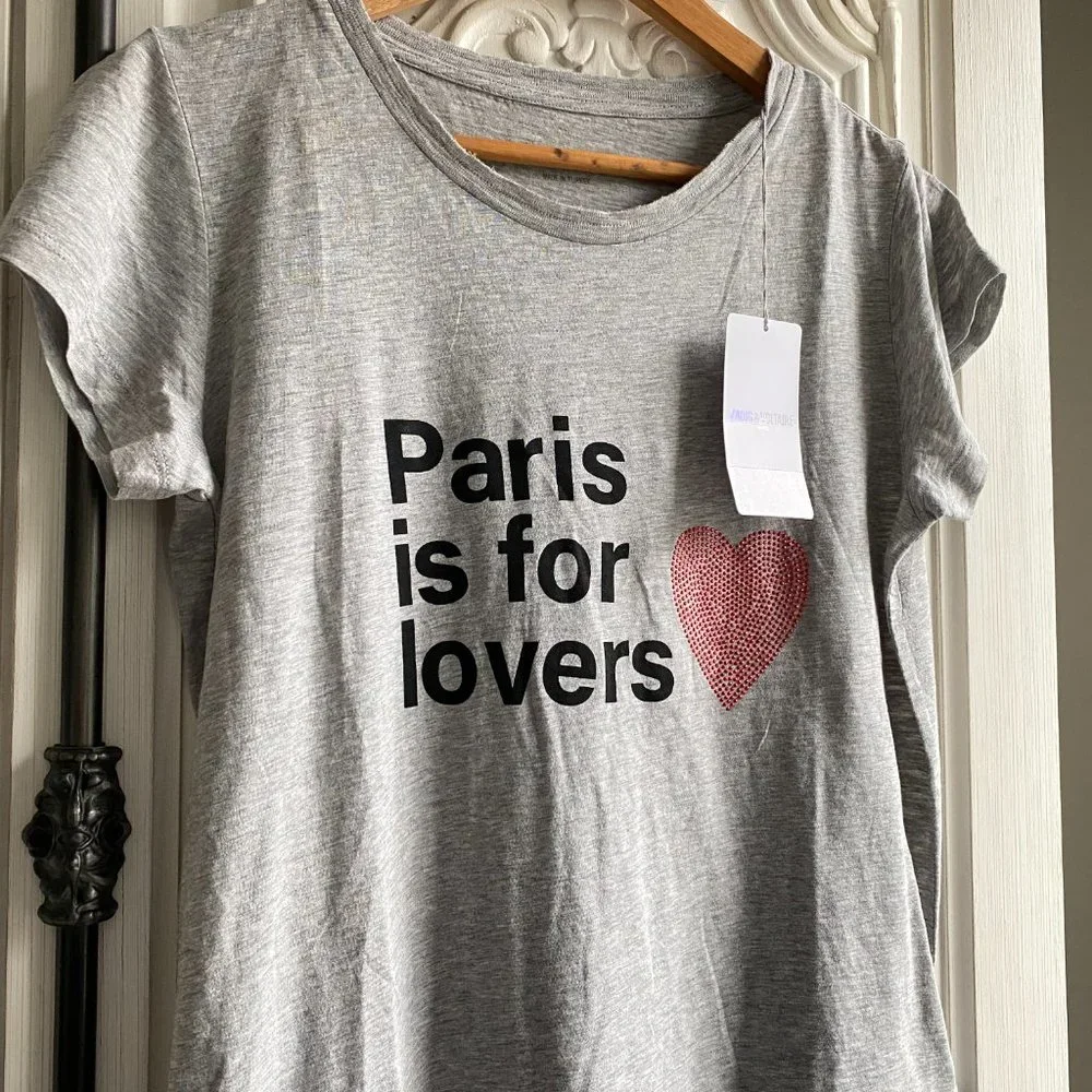 NWT ZADIG & VOLTAIRE Skinny Paris Is For Lovers T-Shirt - Picture 6 of 13